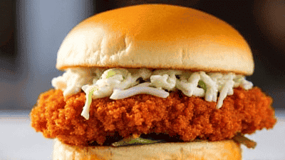 Spicy Nashville Hot Chicken Sandwich Crispy Fiery  Topped with Cool Ranch Slaw